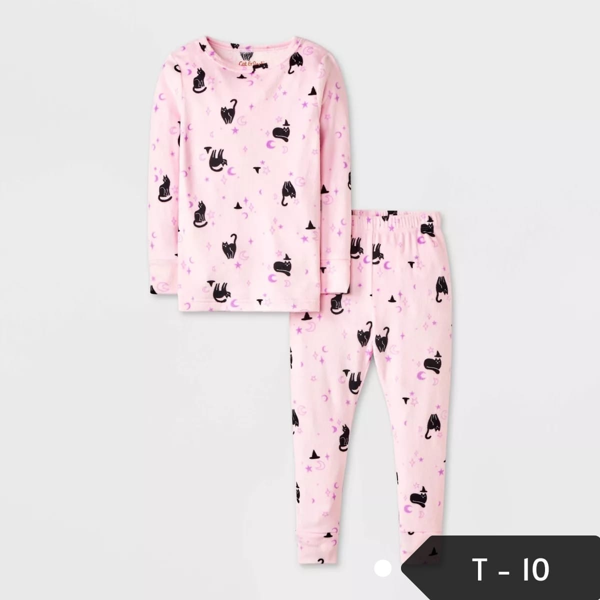 Pijama de niña de gatitos y estrellas