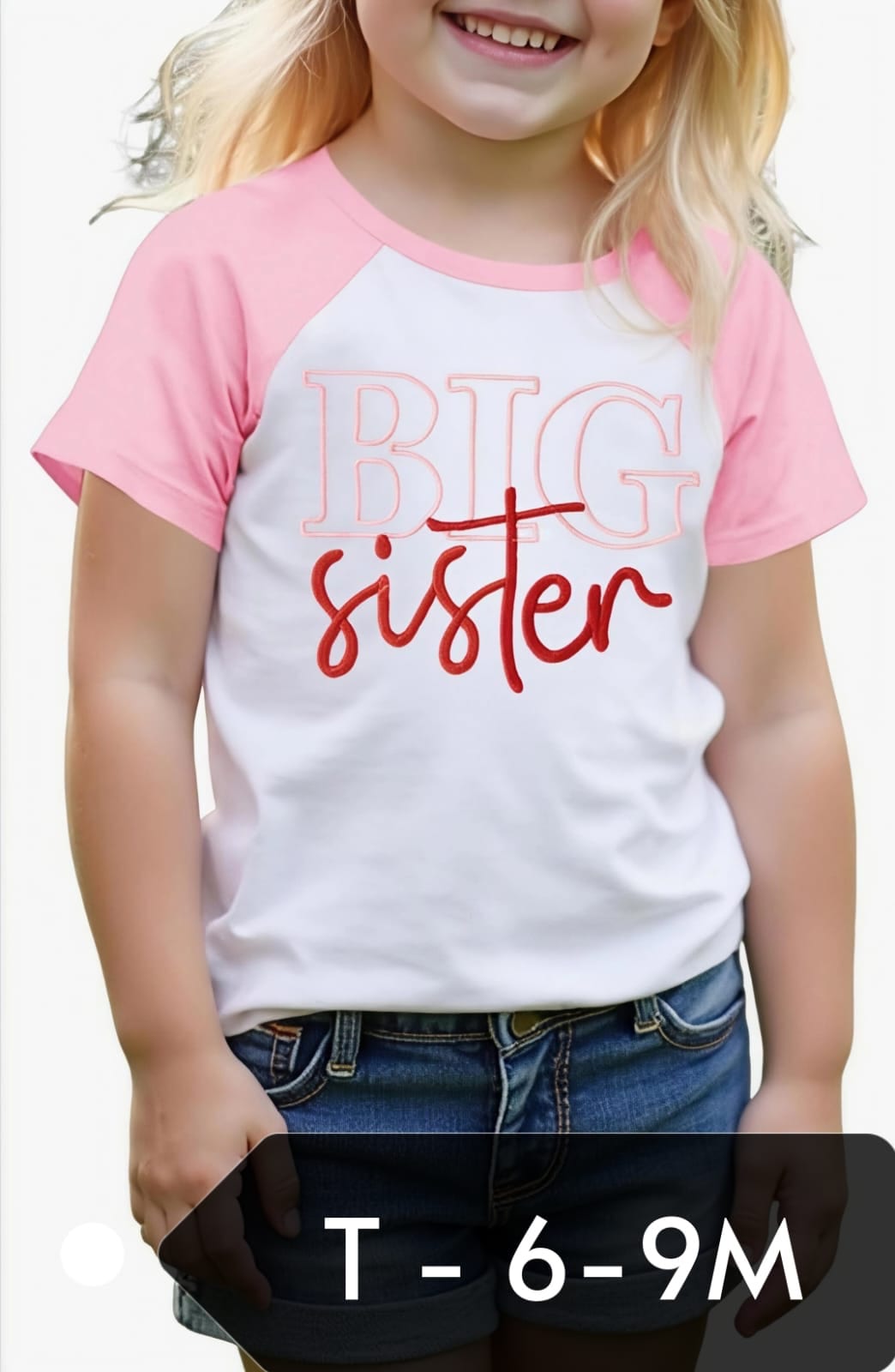 Camiseta de niña "Big Sister" manga raglán