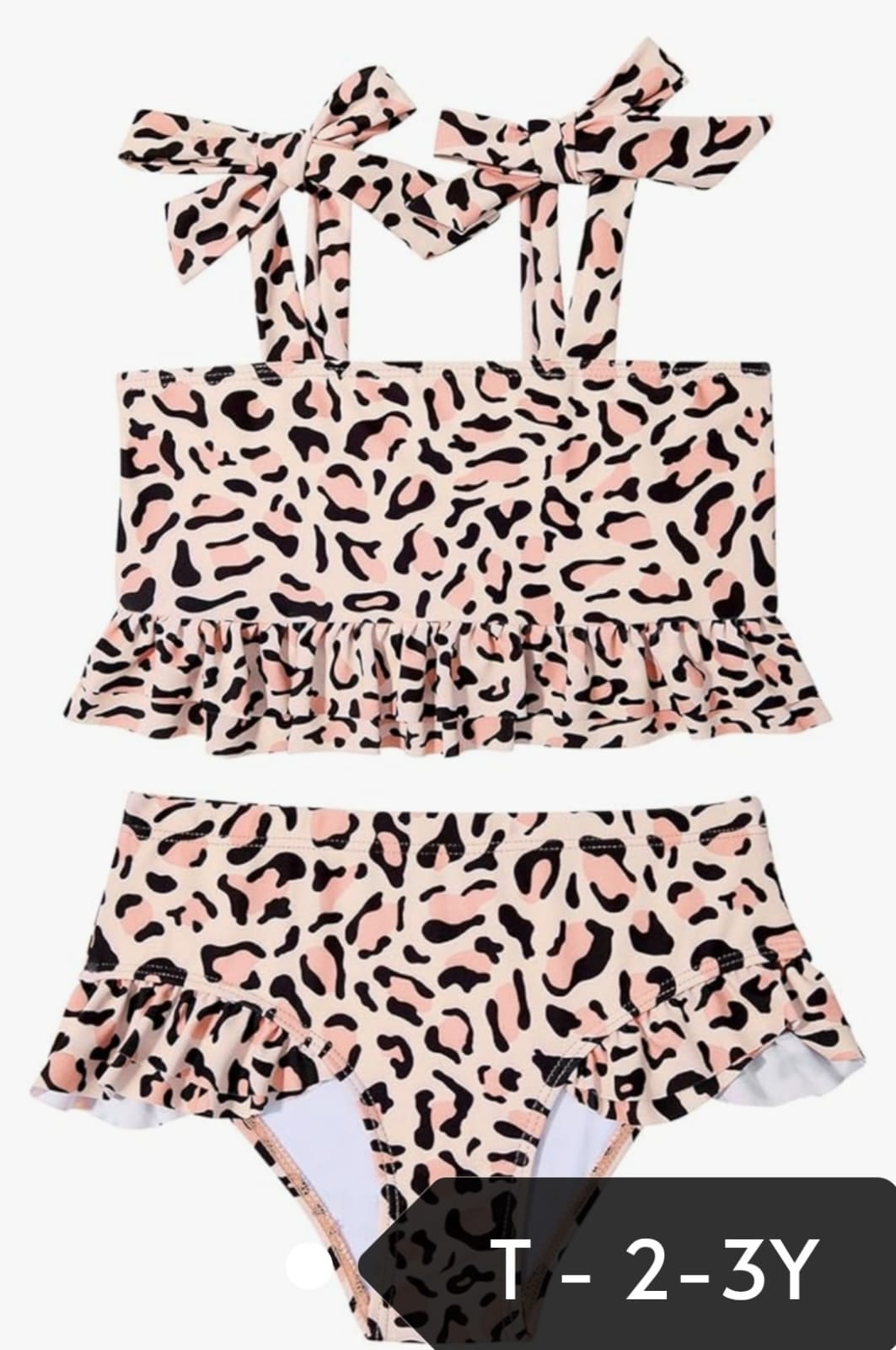 Traje de baño de niña 2 piezas estampado de leopardo