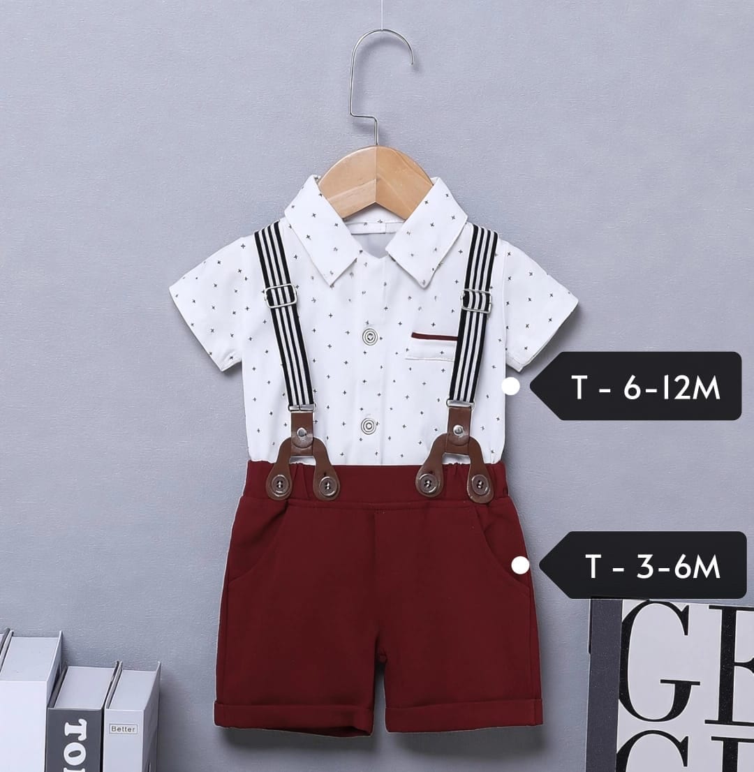Conjunto formal de bebé camisa, short y tirantes
