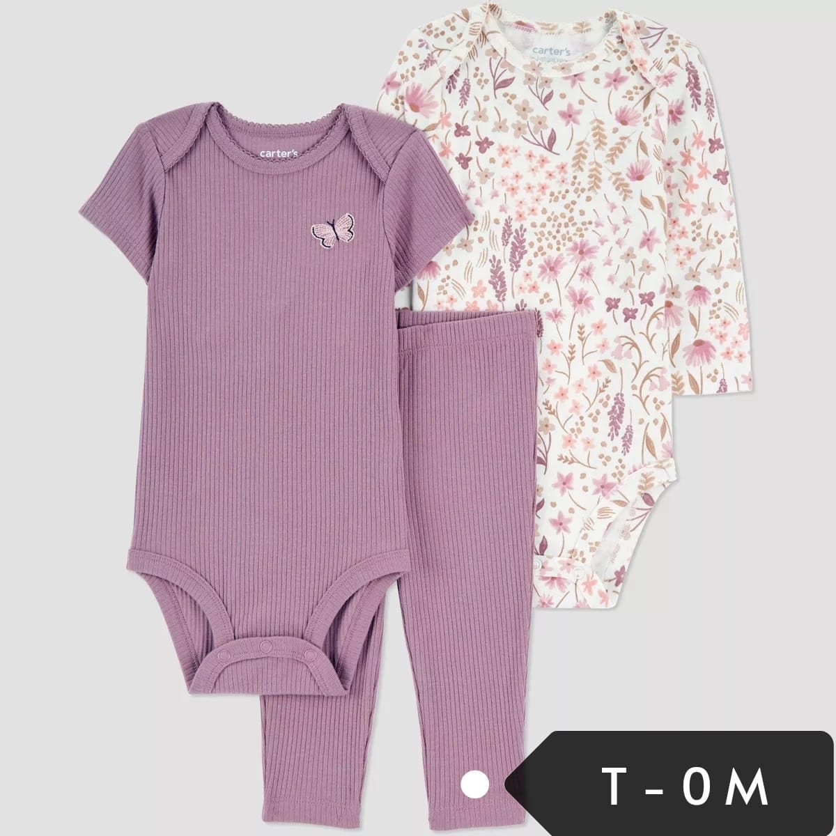 Conjunto de bebé Carter's 2 bodies y pantalón
