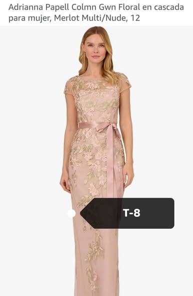 Vestido de gala largo bordado floral con cinta en la cintura